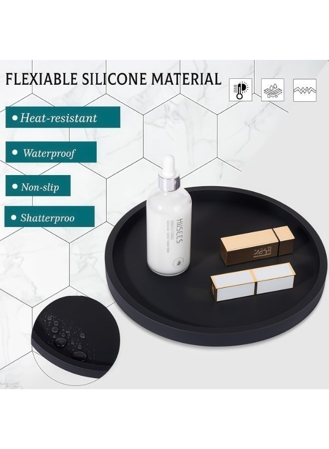 Valiant Glow Silicone Bathroom Tray |  Round Vanity Tray | Decorative Soap Holder | Kitchen Countertop Organizer Coffee Table Decor | for Candle, Perfume, Plant - Image 4